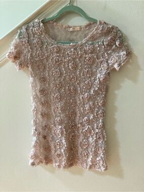 Sheer Rosette Mesh Top Small